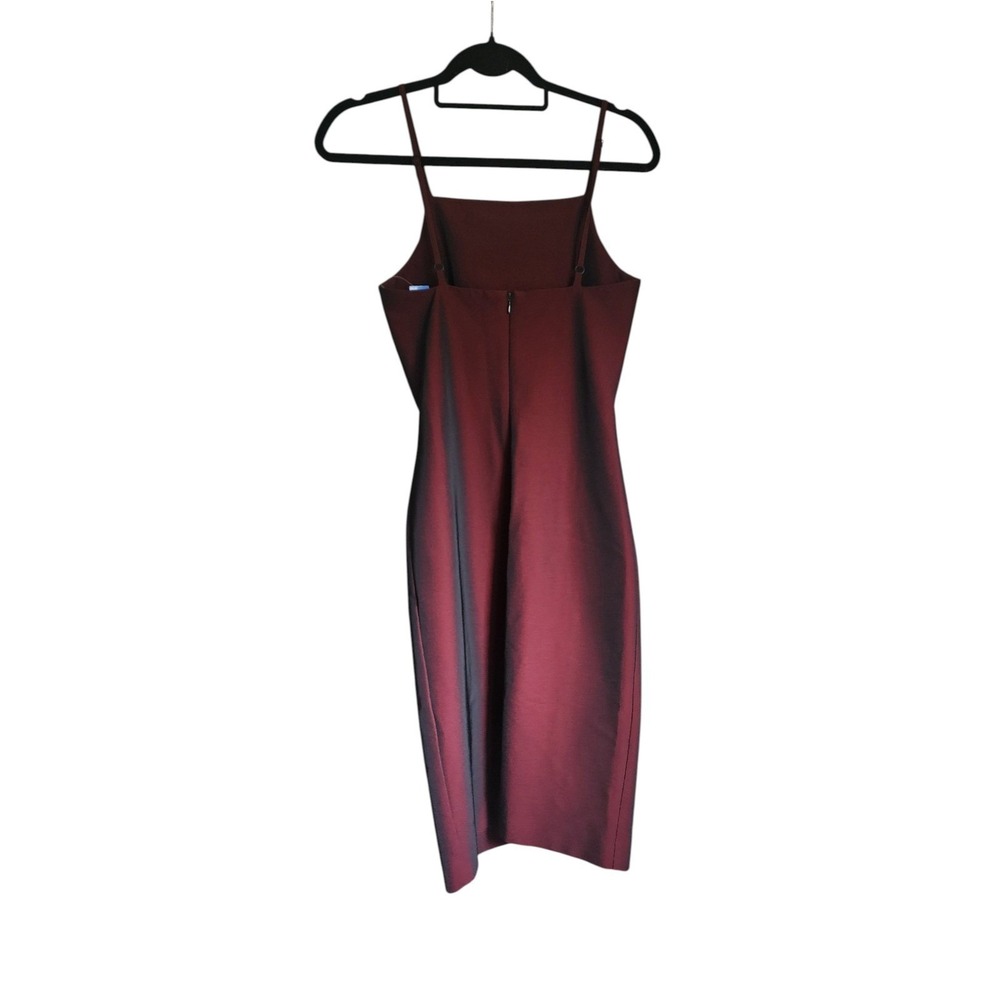 Bebe Vintage Y2K Incandescent Iridescent Midi Bodycon Dress Maroon Black Small